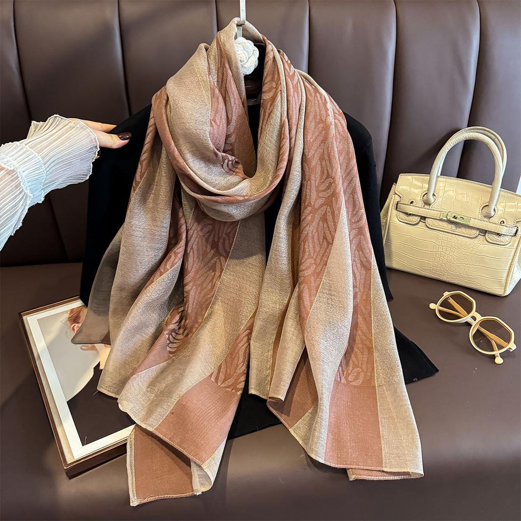 Luxury Long Scarf For Women Elegant Shawl Warps Ladies Hijab Neckerchief Soft Stain Retro Scarves For Travel Wear