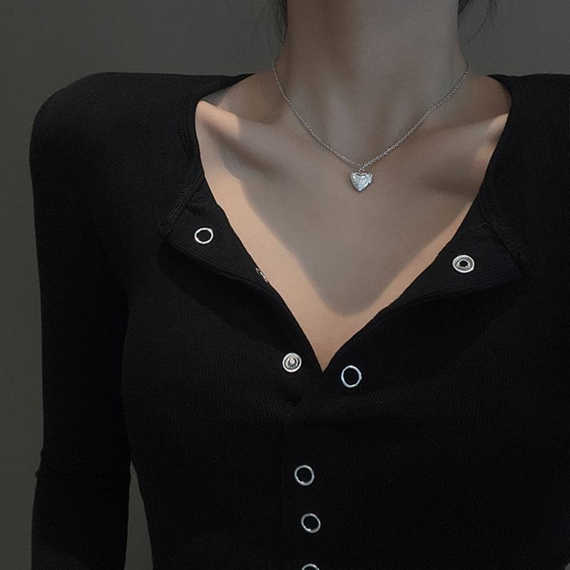 Silver Colors Necklace Single-layer Heart Openable Necklace for Women and Girls Fashion Choker Birthday Presents