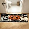 Halloween Themed Floor Rug Kitchen Rug, Pumpkin Bat Black Cat Non-slip Mat, Durable Anti-slip Spooky Entrance Festive Decorative for
