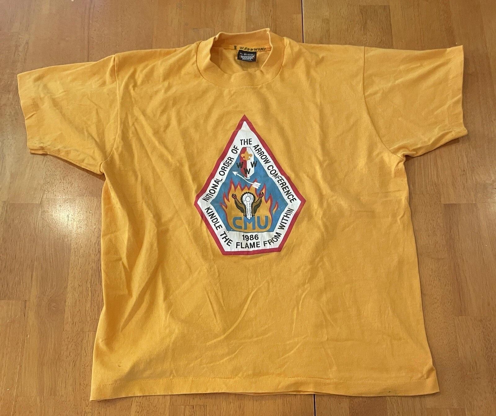 Vintage 1986National Order of the Arrow Conf (NOAC) Shirt Large Boy Scouts 4XL