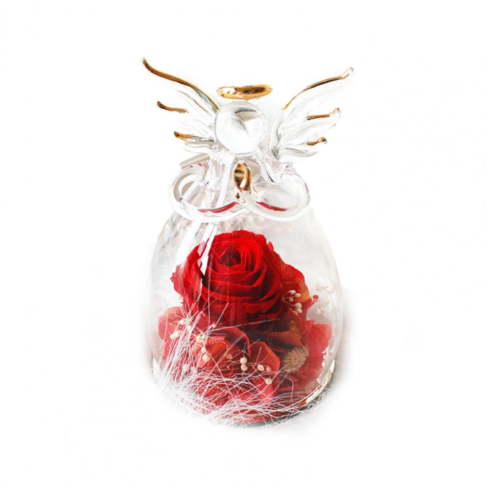 1 Set Little Angel Preserved Roses In Glass Forever Eternal Rose Flower Christmas Birthday Valentine Day Wedding Gift Women Girl