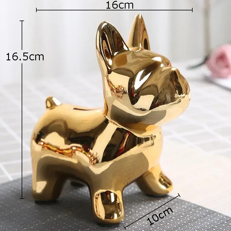 

Gold Plated Bulldog Ceramics Statue Crafts Desk Decoration Ornaments Abstract Animal Sculpture Room Aesthetics Furnishings