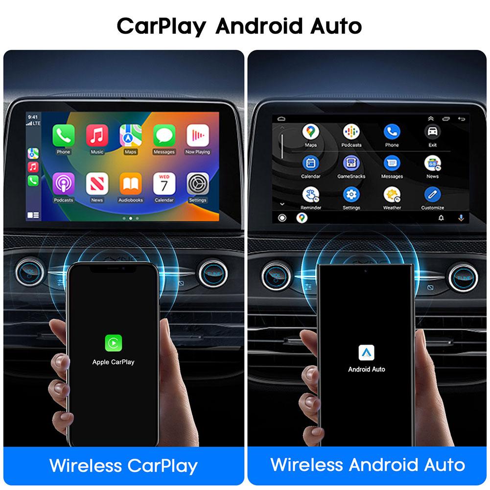 2 in 1 Wireless CarPlay Android Auto Adapter Mini Carplay&Auto Box Dongle Plug & Play Auto Connect for Factory Wired Carplay Car