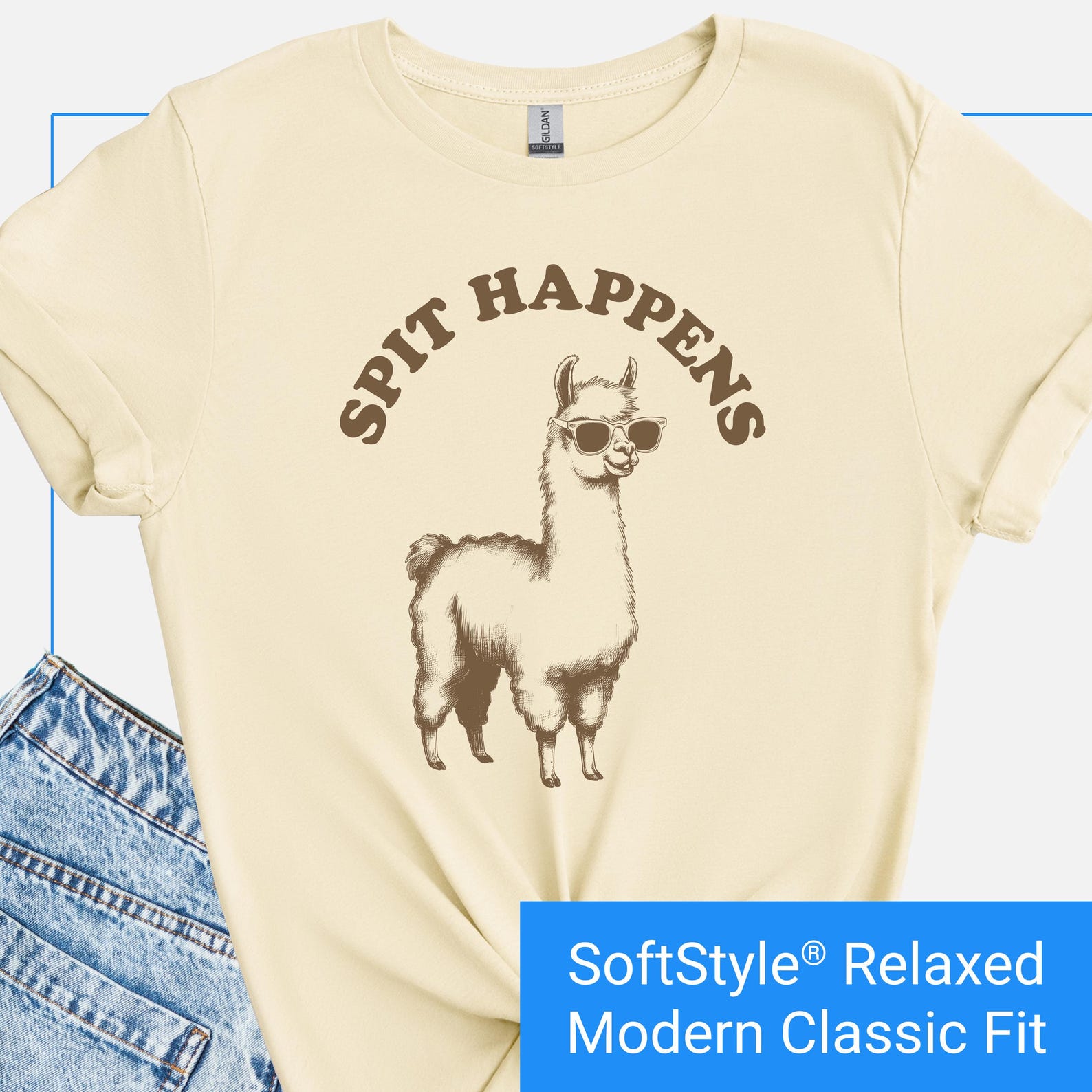 Spit Happens Shirt, Retro Llama Graphic T-Shirt, Funny Llama Tee, Llama Lovers Tee, Retro Sarcastic Llama Shirt, Novelty Lllama Gift 2XL