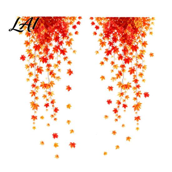 Non Adhesive Window Film 2Pcs Fall Clings Hanging Maple Leaf Decals Reusable Autumn Clings Leaves Static Stickers for Thanksgiving Party Supplies