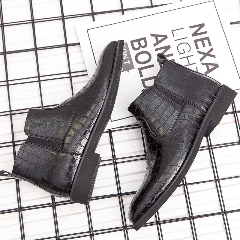 

Мужские высокие кожаные туфли корейская версия тренда британский стиль ботинки Martin остроносые локомотивные ботинки chel кожаные туфли 38 чёрный