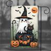 1pc Halloween Cute Lovely Cat Ghost Pumpkin Digital Print Suitable for Halloween Yard Outside Decoration No Flag Pole 12X18Inch