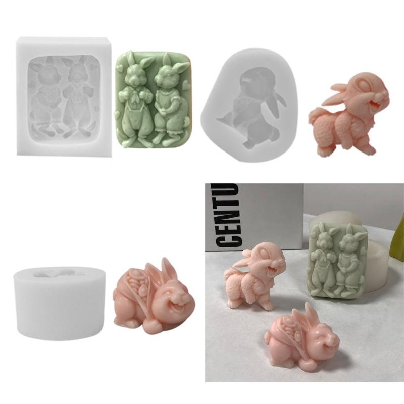 Non-stick Rabbit Candle Silicone Mold for Candle Making DIY Handmade Soap Mould Chocolate Cake Decorating Tool Crafts