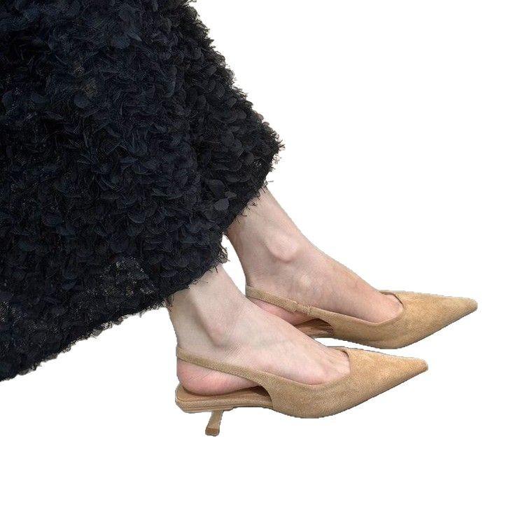 Single Shoes 2025 Fairy Year Shoes Black Bag Head Sandals French Temperament Spring and Summer Pointed New Niche High Heels