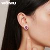 WOSTU Statement-Schmuck 925 Sterling Silber Riesige rubinrote AAA-Zirkon-Herz-Ohrstecker für Frauen, Hochzeit, Verlobung, Schmuck, Geschenk