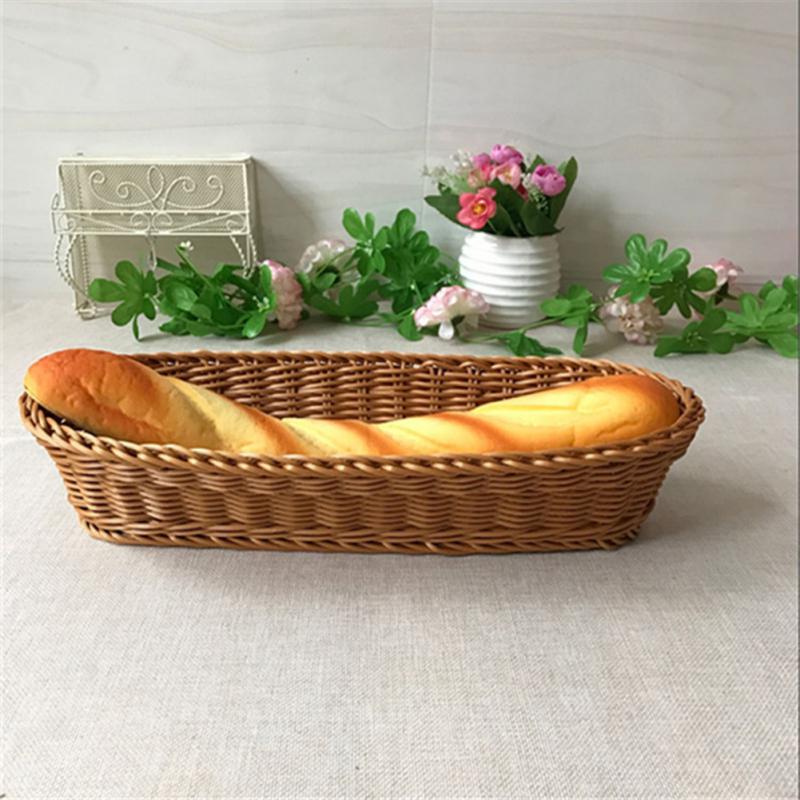 Hand-woven Cutlery Storage Basket Rattan Woven Tableware Bread Fruit Vegetables Spoon Chopsticks Storage Rectangular Basket