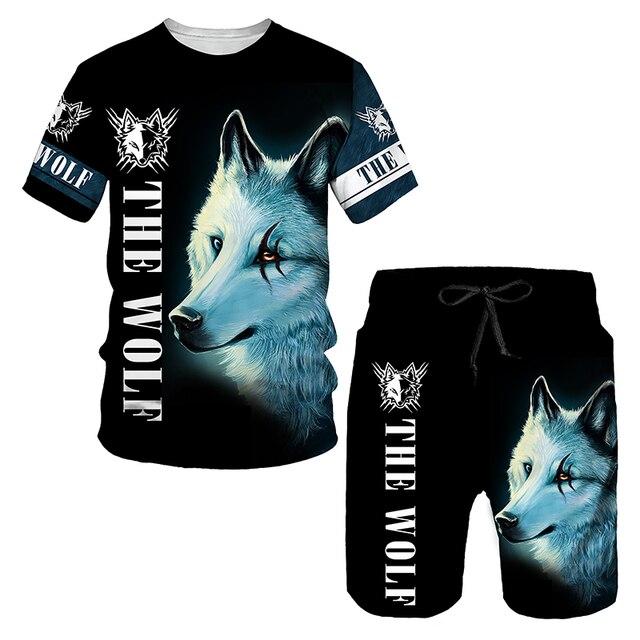 Wolf 3d Printed T-shirt Shorts Suit Male/Female Summer Casual Short Sleeve Tops Men Tracksuit Sets Fashion Men's Clothing Suit