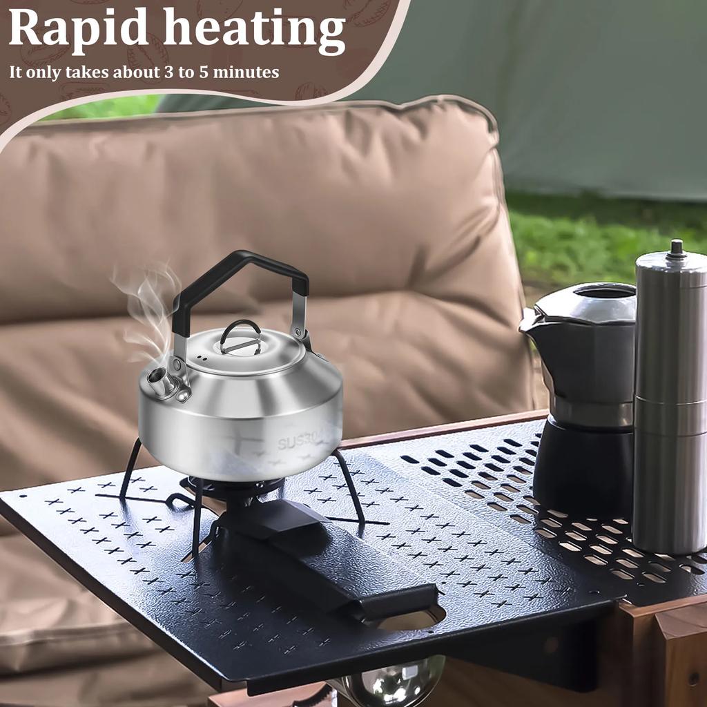1/1.5L Camping Kettle with Anti Scald Handle Stainless Steel Portable Outdoor Camp Tea Coffee Pot for Travel Outdoor Activity