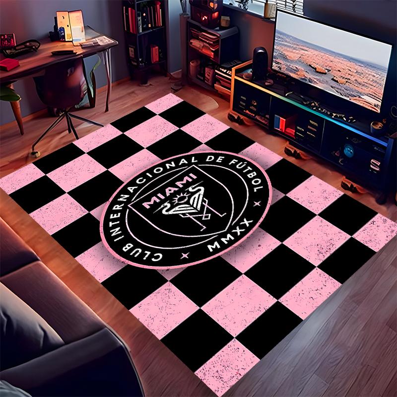 1pc Inter Miami CF Print Area Rug - Soft,Washable Non-Slip Indoor Mat for Office Chairs,Living Room,Home Office Decorative Rug