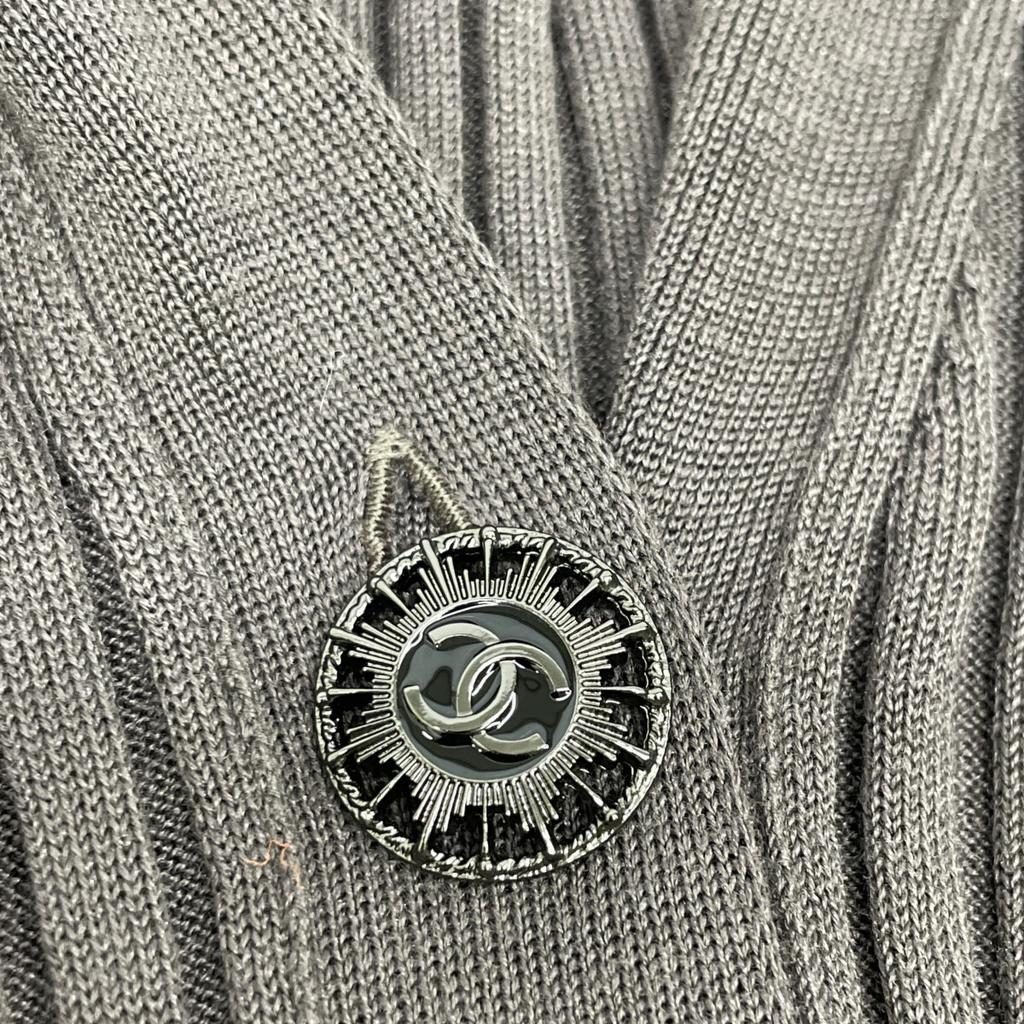 CHANEL P40753K03011 Brown CC Logos Ribbed Long Cardigan tops 38 BrownUsed