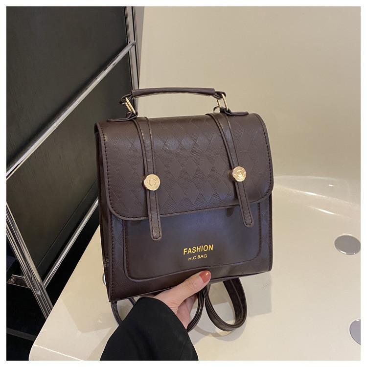 

Black White Brown European And American Retro Style Pu Material Small Square Bag Medium Size Handbag кавовий