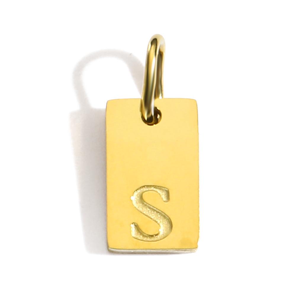 Gold-Plated Alphabet Pendant Accessories – 26 English Letters Stainless Steel for DIY Jewelry