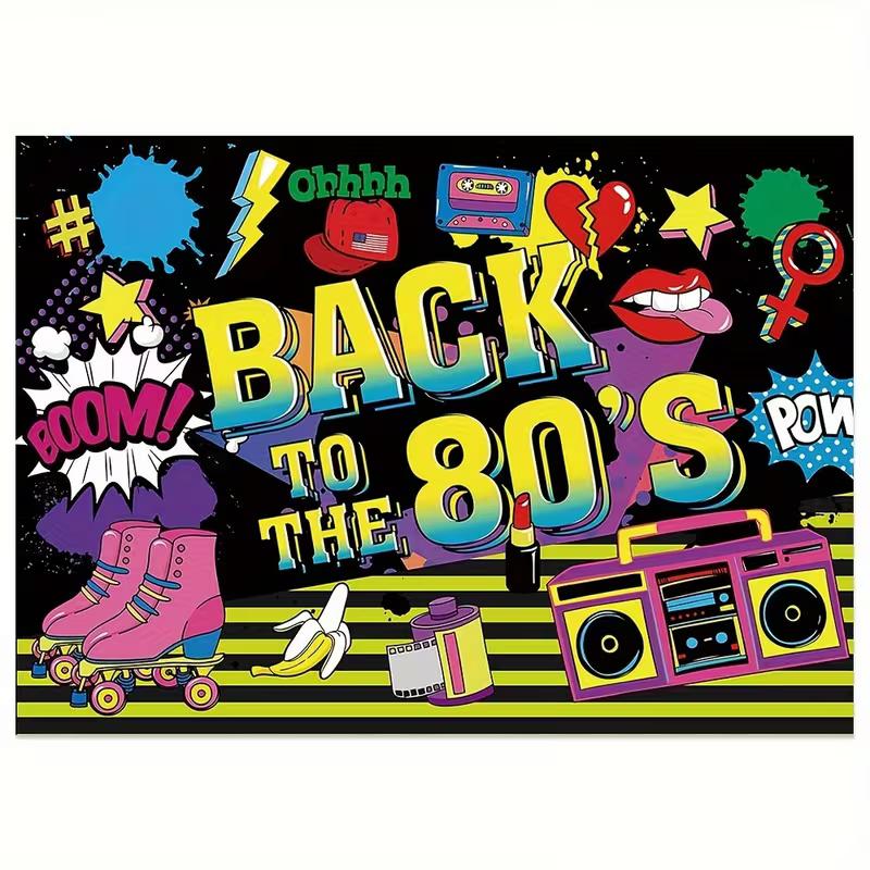 2D Back to the 80's Kulisse, Retro Party Fotografie Hintergrund