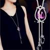 Charm Statement Crystal Pendant Bride Wedding Rhinestone Tassel Long Necklace Party Women Jewelry