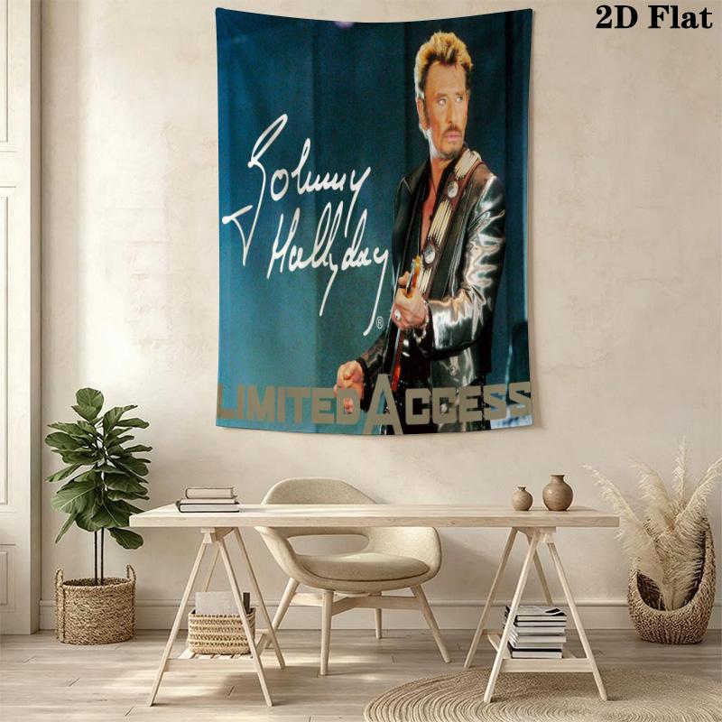 Johnny Hallyday Live Concert Poster Tapestry Fashion Print Background Cloth Background Wall Hanging Cloth Background Cloth Work Of Art