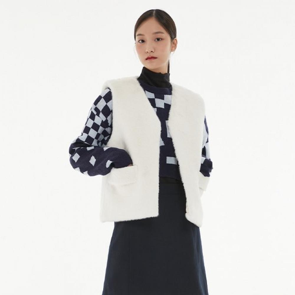 

Lap Pocket Point Feather Knit Vest An4fva60 ivory (IV)/FREE