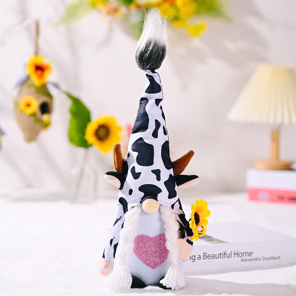Cow Unique Sunflower Plush Doll With Bee Design For Whimsical Home Accent