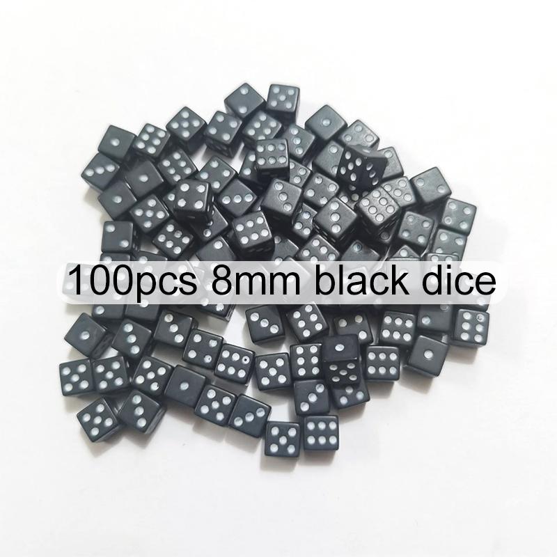 100pcs/lot 8mm Mini 6-sided Dice Acrylic for Party Leisure And Entertainment Gambling Props Chessboard Game Accessories TMZ