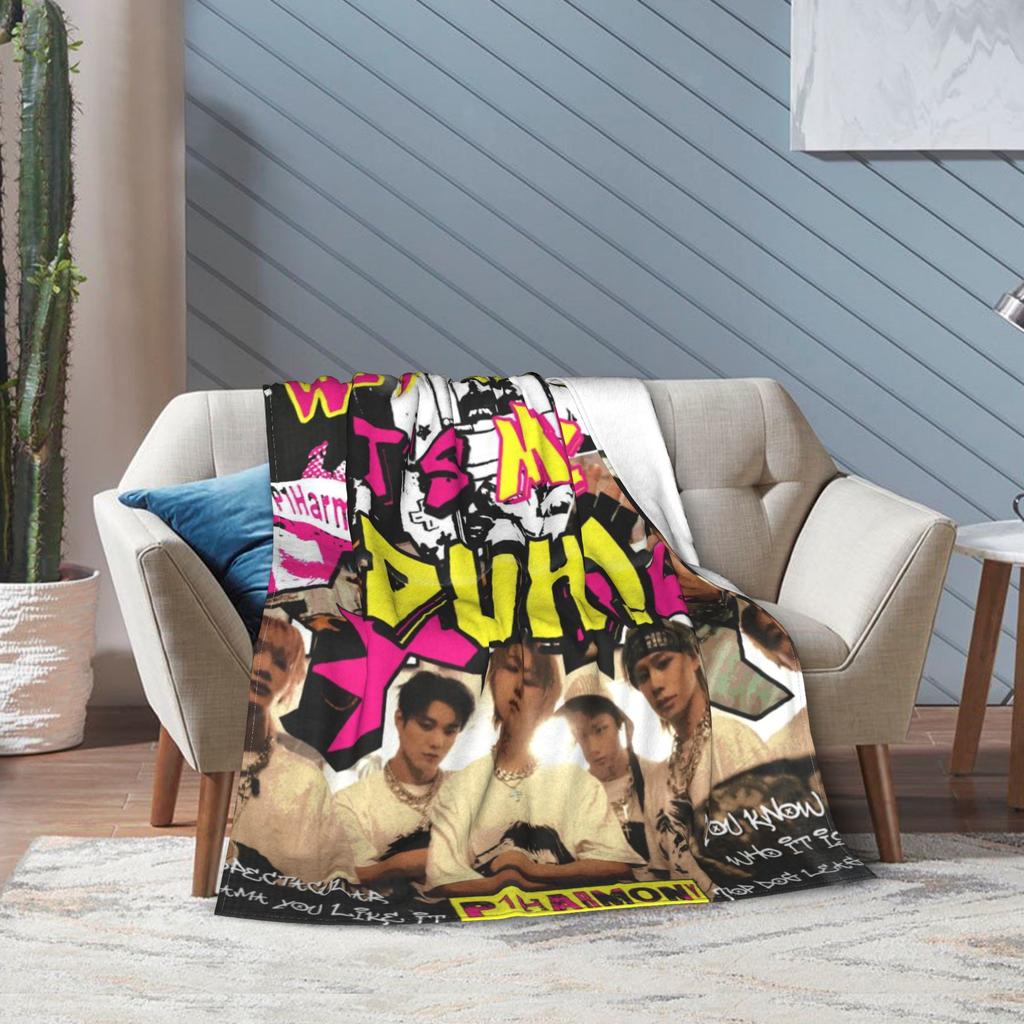 Super Soft DUH! P1Harmony Kpop Music Album Throw Blanket Premium Fleece Flannel Bed Blanket Cozy Warm Blankets All Season Use