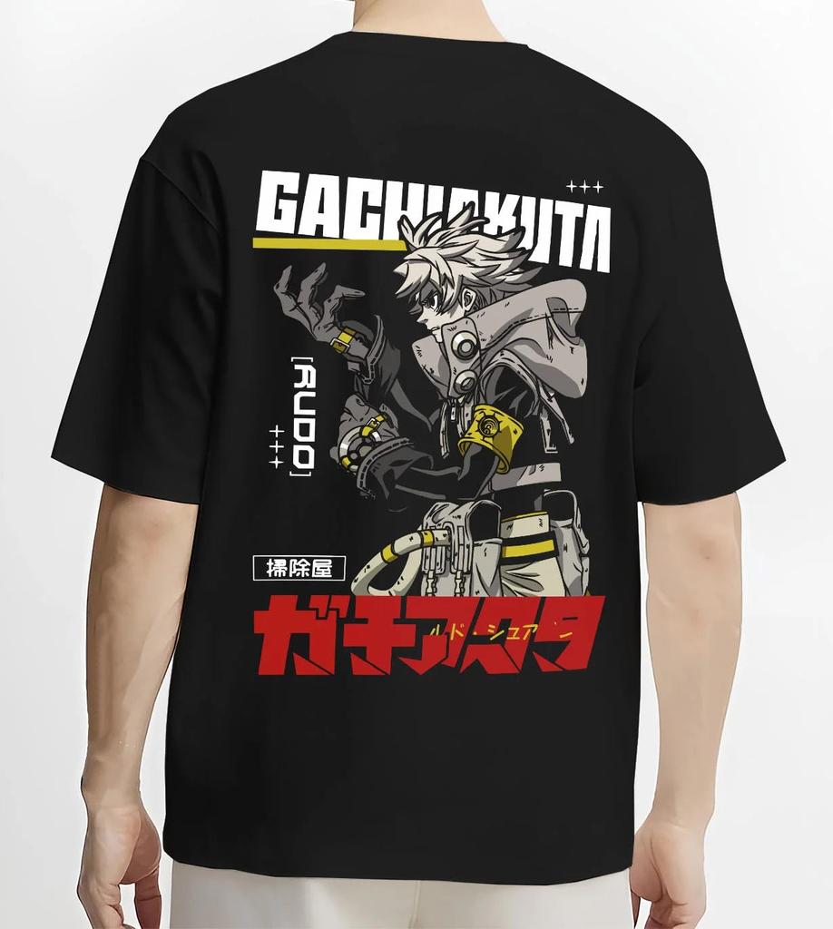 Men's T-shirt Gachiakuta Back Print Cotton Men Oversized Hip Hop Anime Short Sleeve Streetwear Male Clothing High Quality Short Sleeves