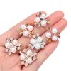 10PCS Apparel Sewing Flower-shaped Crystal Pearl Button Rhinestone Buttons Pearl Hairpins Headwear Clip