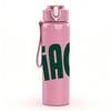 1PC Ciao Bold Green Text Pattern 750ml Color Plastic Sports Water Bottle Leakproof Flip Straw Lid Suitable for Sports Office Home Use