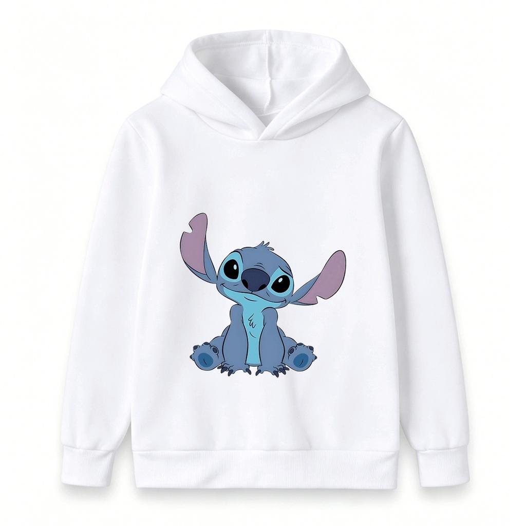 Kids Boys Girls Cute Blue Alien Printed Pullover Hoodie Casual Warm Long Sleeve Hooded Sweatshirt For Daily Wear