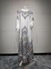 AB400 Muslim Fashion Floral Dress with Hot Drill Embellishments - Middle Eastern Style Robe for Women