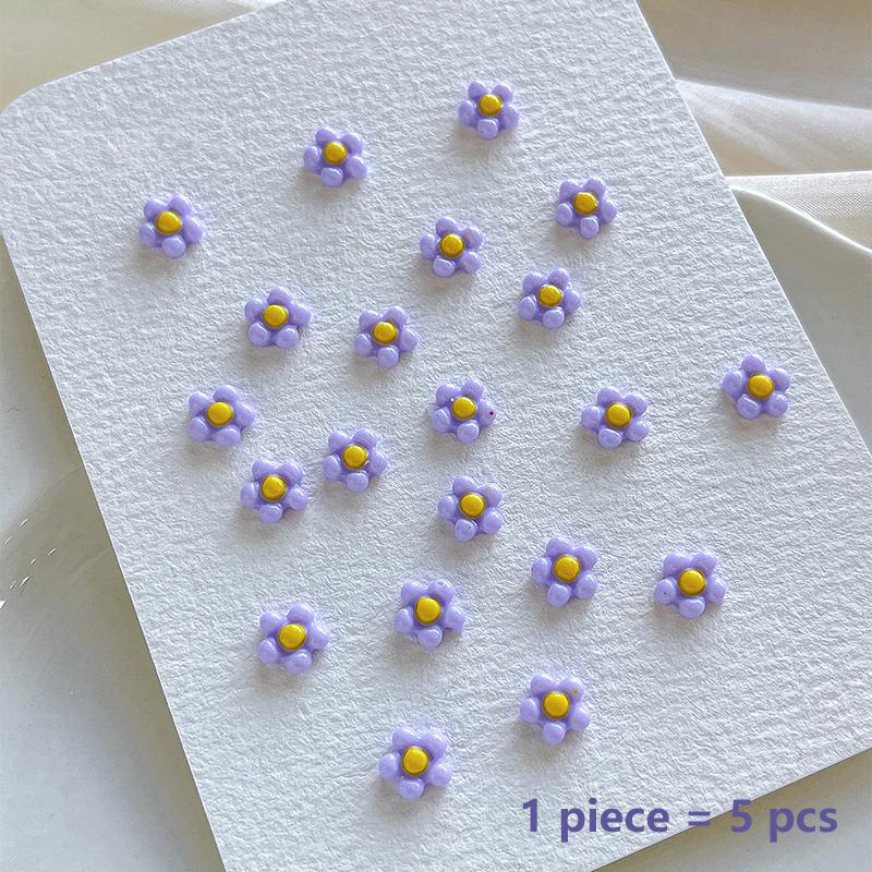 50Pcs Small Flower Nail Art Charms 3D Resin 5Petal Rhinestones Nail Decorations Kawaii Accessories Manicure Diy