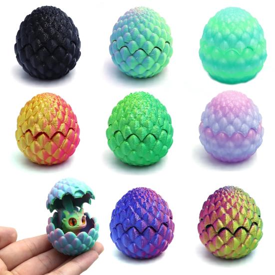 3D Printed Dragon Egg Ornament Mini Dragon Figurine Toy Desktop Dragon Egg with Miniature Dragon Inside Decoration