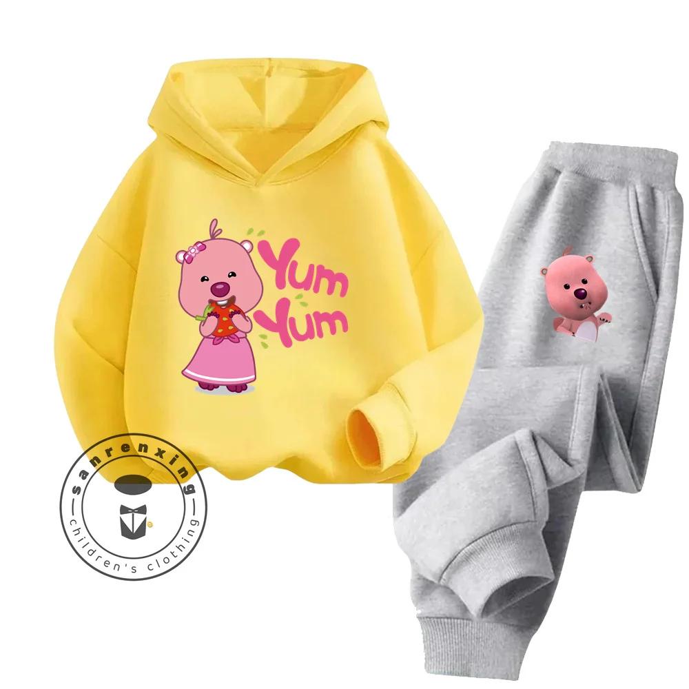 2025 Loppy Cartoon Einfarbiges Hoodie-Set A Hip-Hop-Stil Reines Baumwoll-Kostengünstiges Hoodie-Set Geliebt von Kindern im Alter von 3-14 Jahren