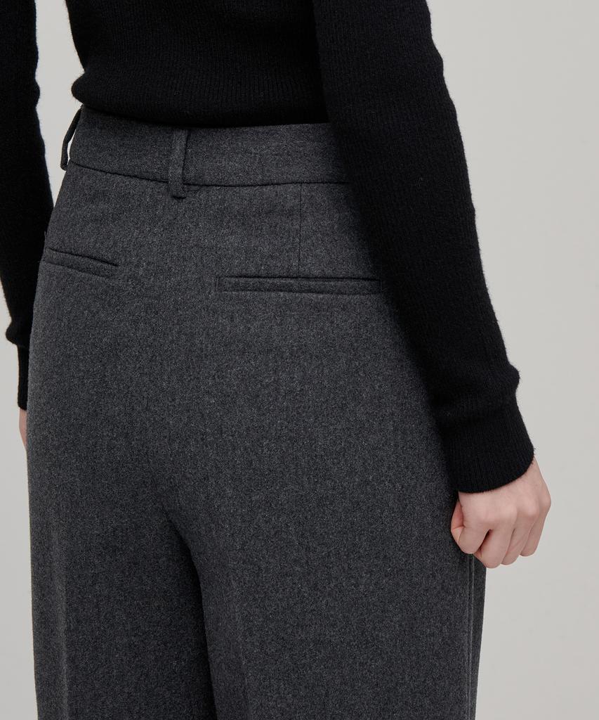 MUSINSA STANDARD WOMAN Women'S Wool Flannel Two-Tuck Wide Slacks [Medium Gray]