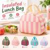 Practical Striped Pattern Insulated Lunch Bag Large Capacity Handheld Lunch Box Bag Fresh-Keeping Leakproof Mommy Bag