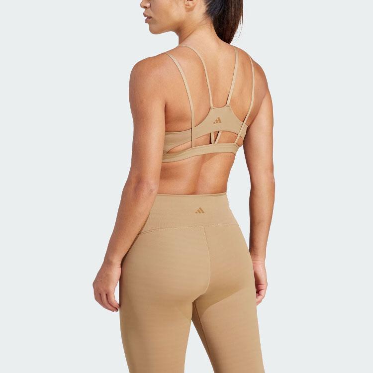 Adidas Studio Luxe Light-Support Bra Solid Logo Low-Intensity Yoga Pilates Sports Bra Women underwear Cardboard-Yellow IJ5764