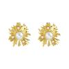 2025 Trendy Women's Earrings: Elegant Gold Sunflower Pearl Bead Retro Hong Kong Style Ear Studs