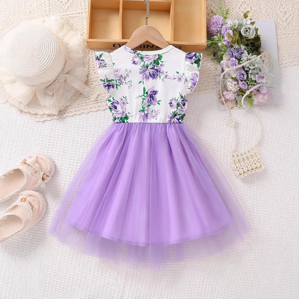 Rochie Printesa Moda Copii Vara Fete Rochie cu fundita Super Zana fara maneci