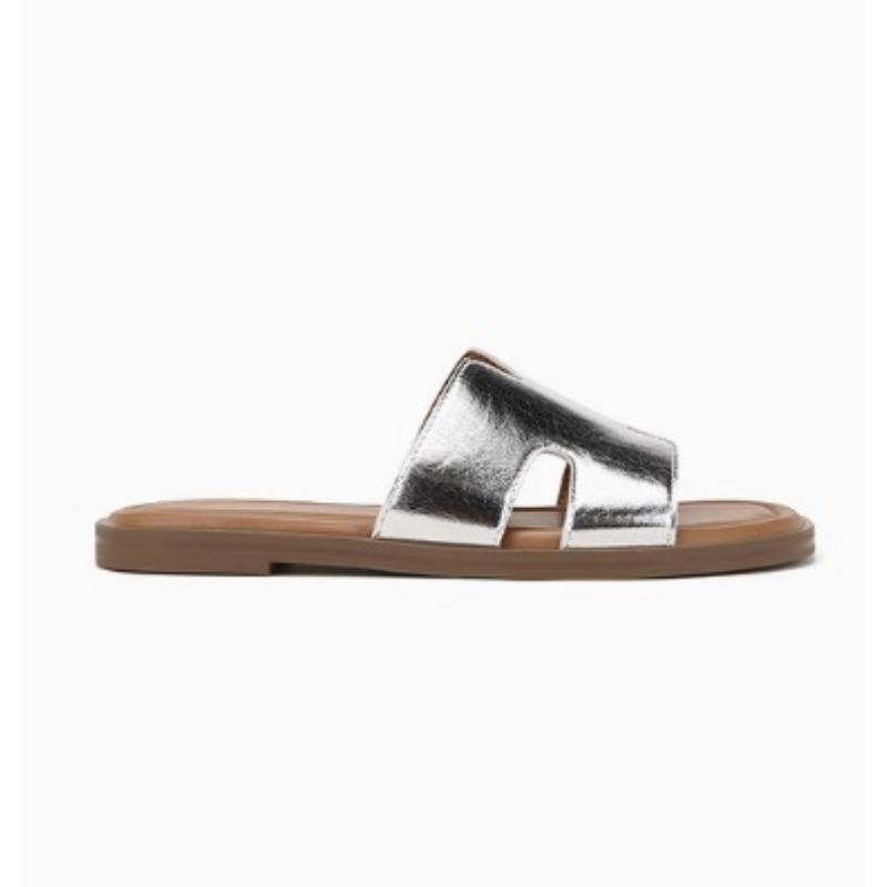 Sheepskin~ Cover Up Ugly Drag Retro H-shaped Slippers Women's Summer Flat Bottom Leisure Beach Vacation Cool Slippers Outside