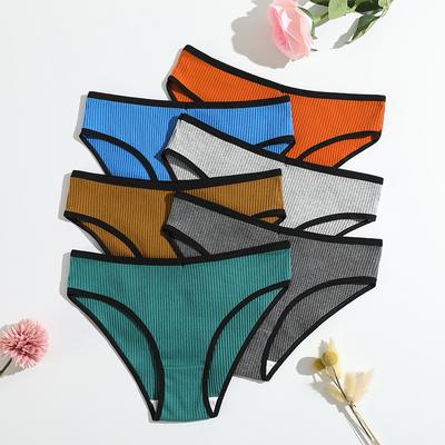 Ladies Spring and Autumn New Pure Cotton Pure Color Thread Lift Hip Breathable Double Layer Low Waist Briefs
