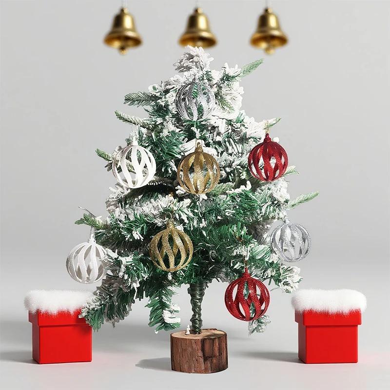 6cm Christmas Ball Decoration Glitter Gold Hollow Ball Xmas Tree Hanging Pendant Home Party New Year Gift Navidad Accessories