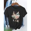 European Size European Size Elegant Artistic Print Women's  Short-Sleeve T-Shirt