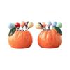 Orange Ceramic Fruit Forks Set Ins Style Solid Color Dessert Forks with Storage Jar Household Decorative