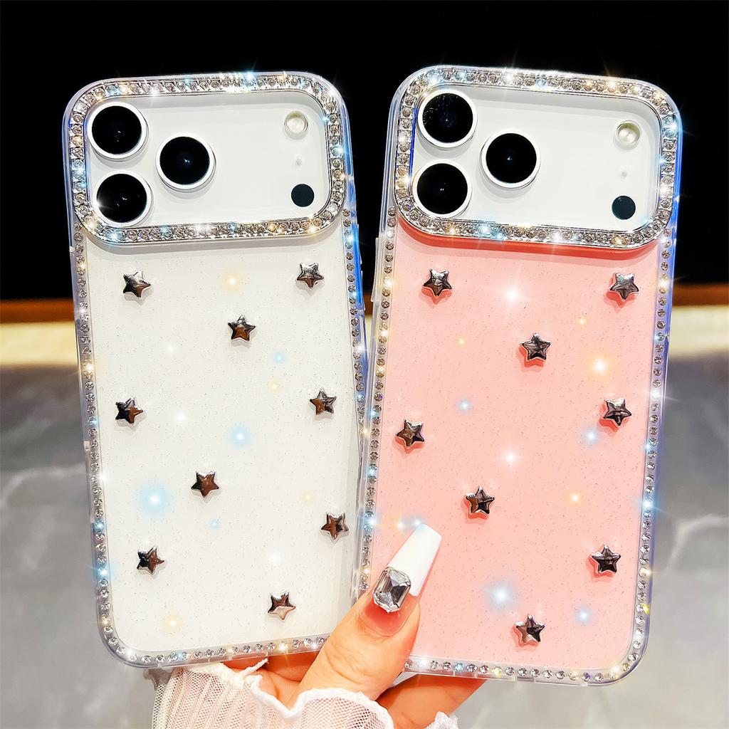 Handmade Sparkly Diamond Star IMD Phone Case, Compatible with iPhone 13,iPhone 14,iPhone 15,iPhone 16,iPhone 17 Series