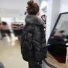 Black Glossy Windproof Long Sleeves Wide Fur Collar Warm Winter Jackets Outwear Coat