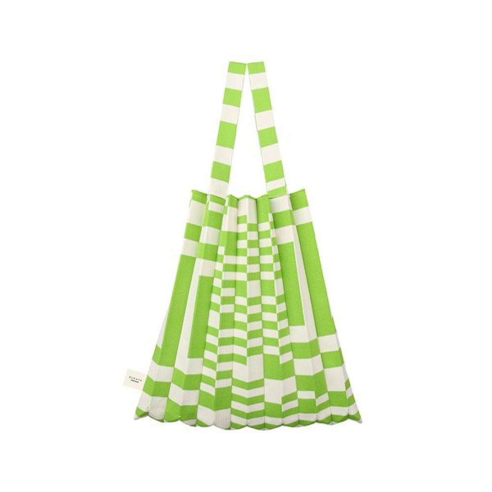 

Pleatsmama Tote Bag Green Grid Single option