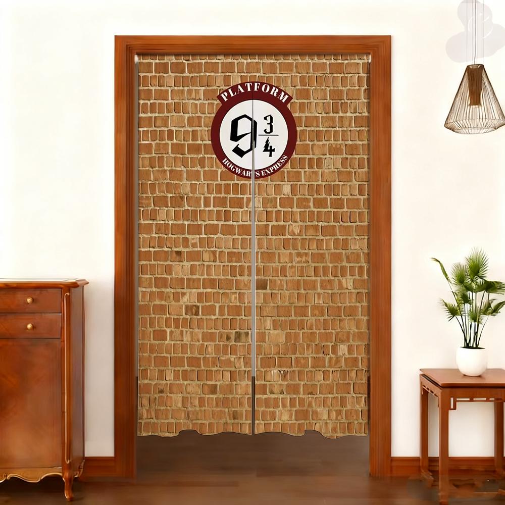 Harryy Potters 9 3/4 Train Platform Brick Wall Photography Backdrop Magic School Door Hanging Banner Half-Curtain Baby Portrait